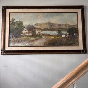 Vintage Oil Painting French Countryside 24”x48”